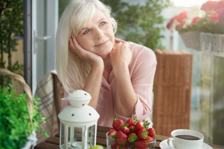 Senior woman caregiver relaxes
