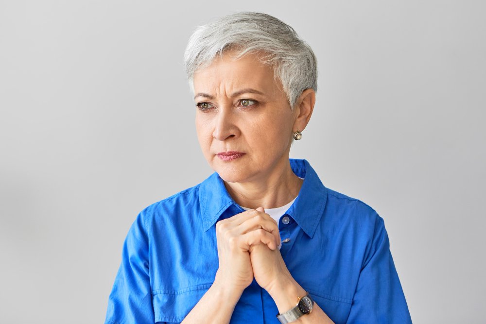Senior woman feeling anxious