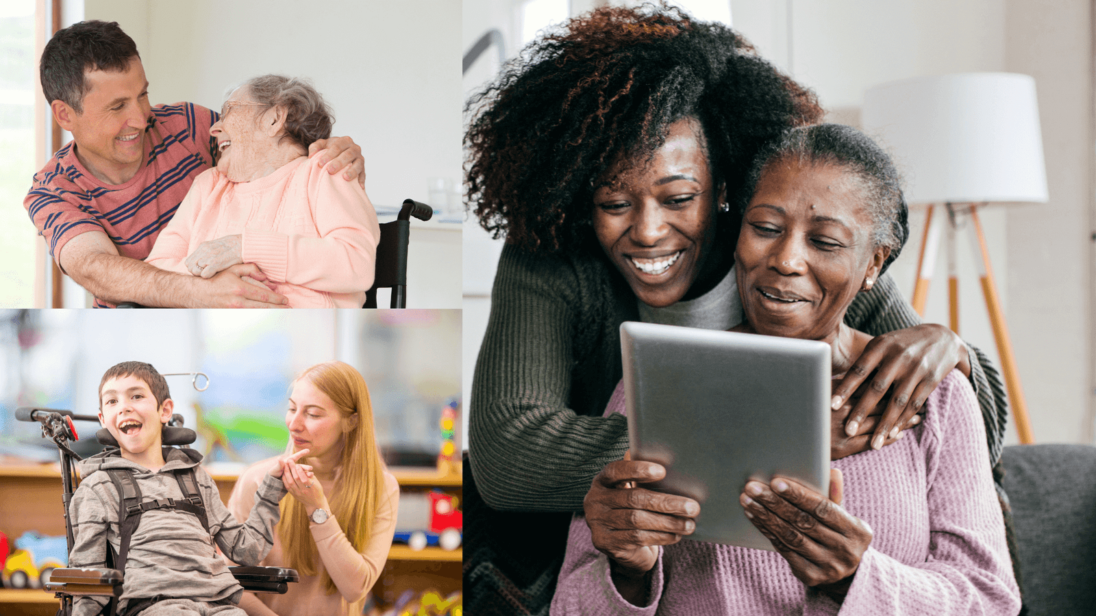 Collage of family caregivers and their loved ones