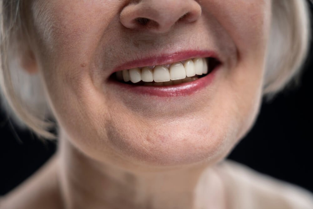 Closeup of senior woman's smile
