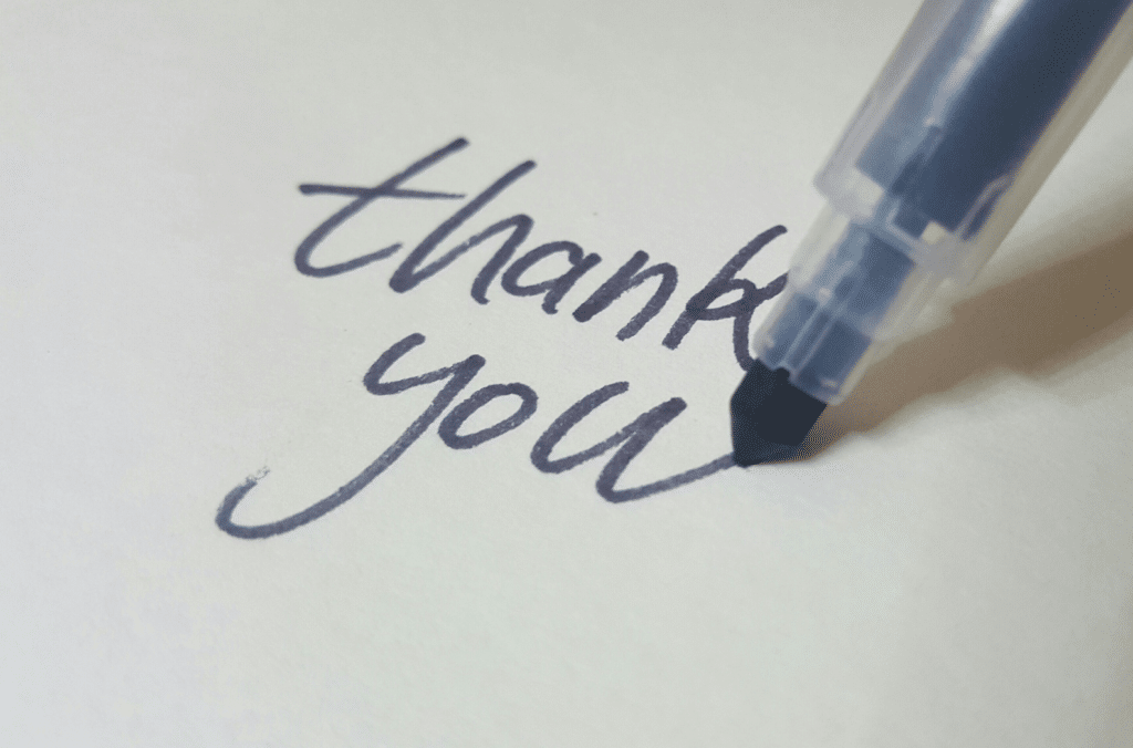 handwritten thank you note