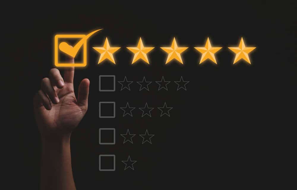 close-up of five-star rating