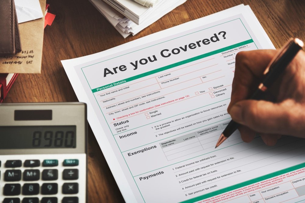 close-up of health insurance form