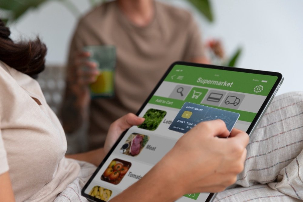 online grocery shopping with a tablet