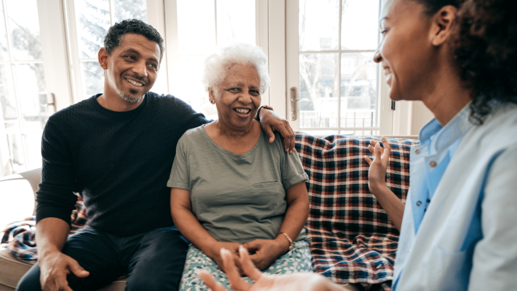 respite care visit with elderly woman