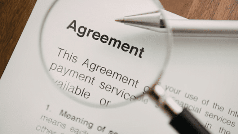 close-up of legal agreement